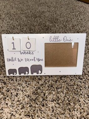 Little One Milestone Countdown Frame - White & Gray Elephants